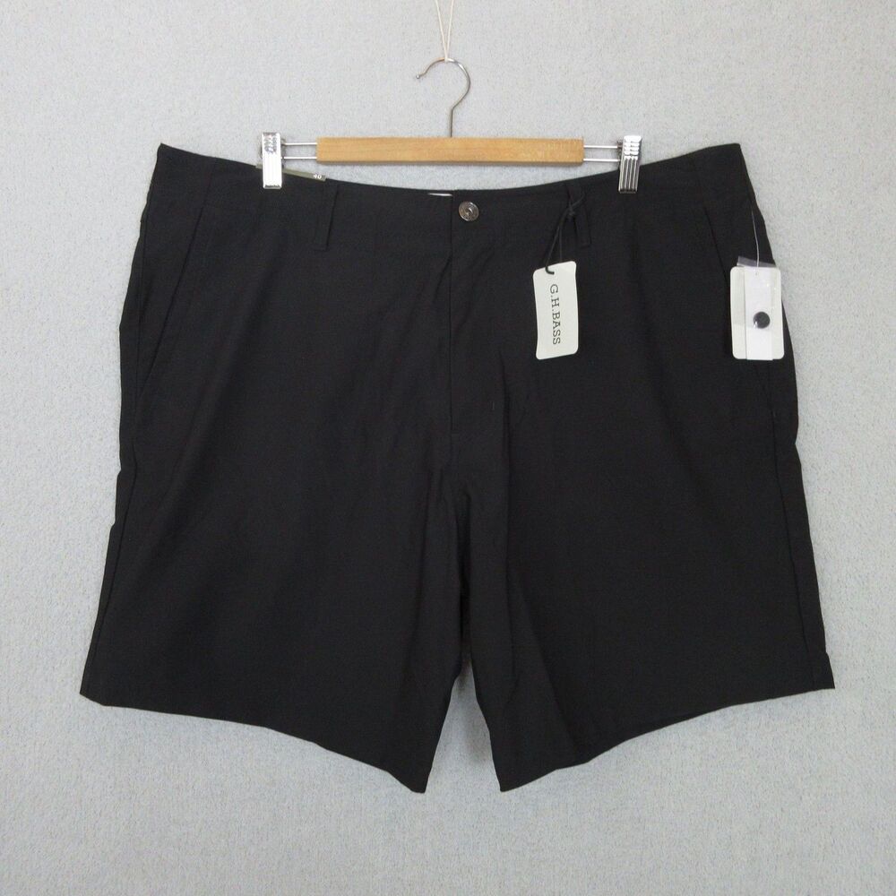 G.H.BASS Traveler Shorts Mens 40 Stretch Water Repellent‎ Black Zip Pocket